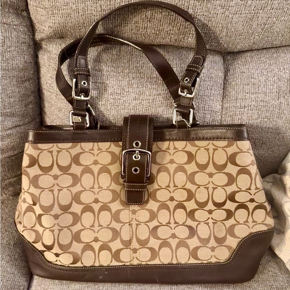 Coach Authentic Hampton F12643 Brown Signature Satchel